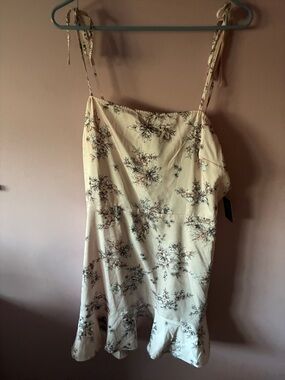 Express Light Cream Floral Tie-Shoulder Sundress